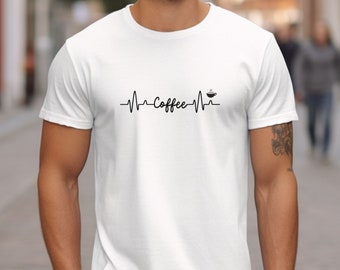 Cute t-shirt for coffee lover, gift for friend, coffee shirt, t-shirt, heartbeat shirt, coffee tee, heartbeat and coffee shirt