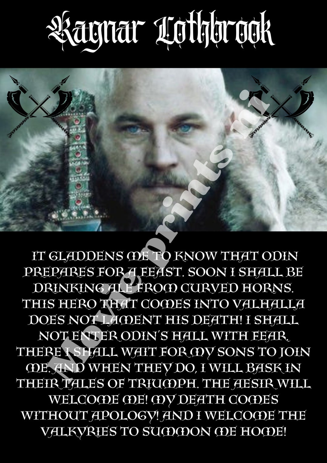 Ragnar Lothbrook Vikings Poster King Ragnar A4 Photo Print Etsy