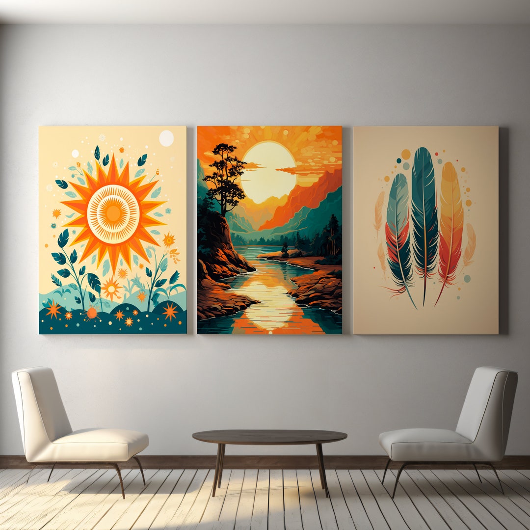Boho Print Set of 3, Boho Wall Art, Exhibition Art, Boho Wall Art