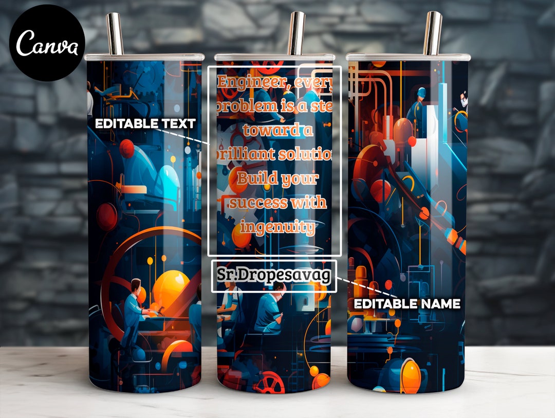 Editable Engineer Tumbler Wrap Design on Canva / Sublimation Etsy