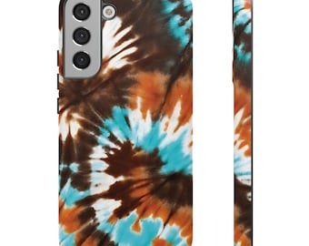 Tie Dye Phone Case, Blue Tie Dye Case, Blue Phone Case, Iphone 15, Samsung 23, Tie Dye Case, Colorful Phone Case, Brown Tie Dye