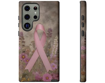 Pink Ribbon Phone Case, Breast Cancer Awareness Phone Case, Cancer Survivor Phone Case, Iphone Samsung, Ribbon Phone Case Floral Ribbon Case