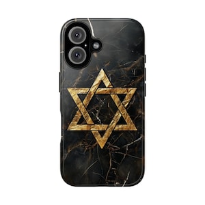 Davidstern Handyhülle, Jüdische Handyhülle, Religiöses Symbol, Iphone 16, Samsung 24, Schwarz Gold Hülle