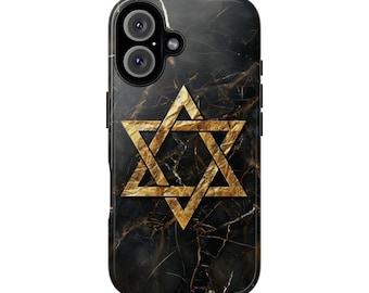 Star of David Phone Case, Jewish Phone Case, Religious Case, Religious Symbol Case, Iphone 16, Samsung 24, Black and Gold Case