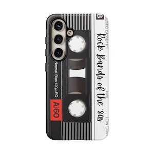 Capa de telefone de fita mista, capa de telefone de banda de rock dos anos 80, capa de telefone de fita cassete, capa de telefone Galaxy, iPhone, Samsung, capa de telefone cassete retrô