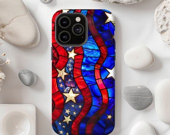 Sterne Handyhülle, Buntglas Handyhülle, Glasmalerei Gehäuse, Bunt Glas Handyhülle, Iphone, Samsung, 4. Juli