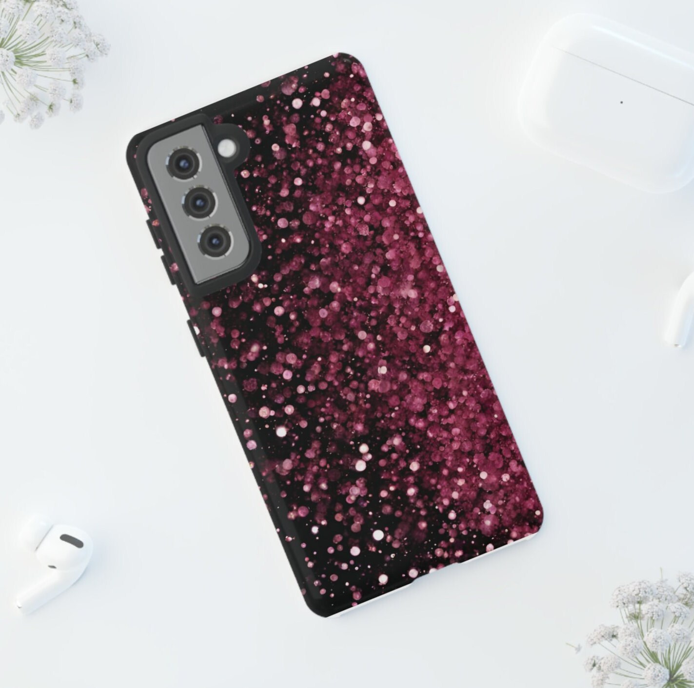 For Samsung Galaxy S21 FE 5G Clear Phone Case Glitter Sparkle Liquid Bling  Cover