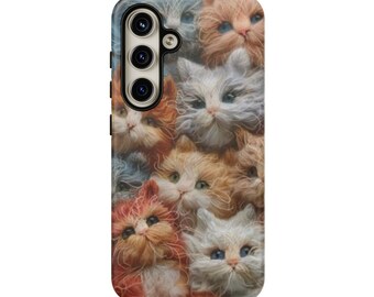 Funda de teléfono Fluffy Kitty, funda de teléfono Cat, funda de teléfono Cat Lover, iPhone, Samsung, funda de teléfono con aspecto de hilo, funda de teléfono Cat Face, regalo de amante de los gatos