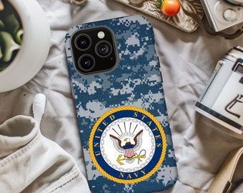 US Navy Phone Case, Military Phone Case, Military Case, Navy Case, US Military, Iphone 15, Samsung 24, Blue Camouflage Case