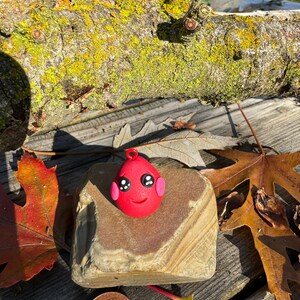 Dark red sparkly polymer kawaii clay charm/necklace charm/keychain charm/backpack charm etc.