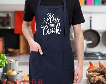 Kiss the Cook Apron,Chef Kitchen Apron,Mother's Day Gift,Cute Chef Apron,Master Chef Apron,Kitchen Cooking Apron,Gift for Mom