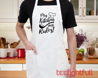 My Kitchen My Rules Apron,Chef Kitchen Apron,Mother's Day Gift,Cute Chef Apron,Master Chef Apron,Kitchen Cooking Apron,Gift for Mom