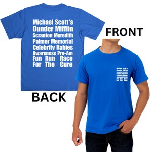 T-shirt Fun Run The Office, Michael Scott Dunder Mifflin Scranton Mémorial Meredith Palmer, célébrité Pro-Am Fun Run Race, sensibilisation à la rage