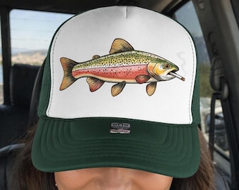 Trout Fish Smoking Cigarette Foam Meshback Trucker Hat, Retro National Park Trucker Hat, Protect Our Parks Hat for Him and Her, Wildlife Cap