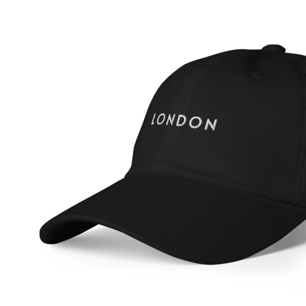 London Embroidered Adjustable Hat, London Gifts, London Cap, Minimal Hat, London Art, Travel to London, London England Hat
