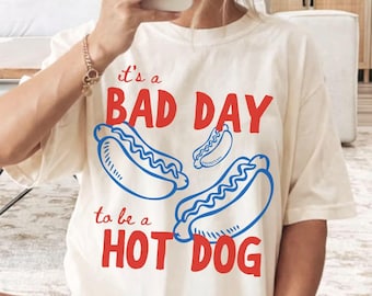 Bad Day To Be A Hot Dog Comfort Colors® Shirt, Cute Shirt For Summer Baseball Fan, Baseball Hot Dog Shirt, USA 250th Anniversary Shirt