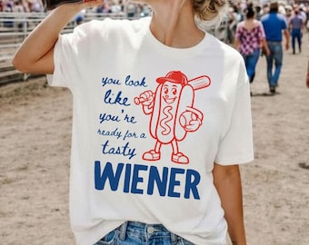 Camiseta Tasty Wiener Comfort Colors®, linda camiseta de perrito caliente para fanáticos del béisbol de verano, camiseta de perrito caliente de béisbol, camiseta del 250 aniversario de EE. UU.