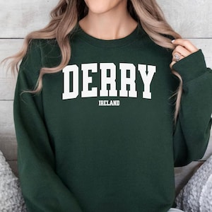 Derry Crewneck Unisex College Block Sweatshirt, Derry Ireland Collegiate Sweatshirt, Derry Girls Sweatshirt - Multiple Options