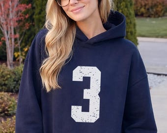 Custom Baseball Number Hoodie, Custom Distressed Number Hoodie, College Baseball Pullover, Baseball Team Mom Shirt, Jersey Number Hoodie