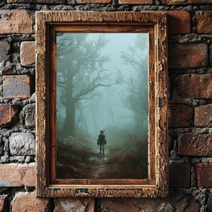 Into the Misty Woods Wall Art Poster, Vintage Video Game Wall Art, Cottagecore Wall Decor, Witchcore Video Game Art Style Gift