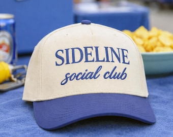 Custom Sideline Social Club Embroidered Adjustable Trucker Hat, Game Day Hat, College Football Hat, Baseball Mom Hat, Womens Football Hat