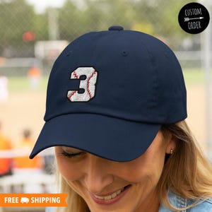 Custom Jersey Number Embroidered Adjustable Hat, Personalized Baseball Number Hat, Baseball Mom Gift, Sports Mom Hat, Baseball Jersey Number