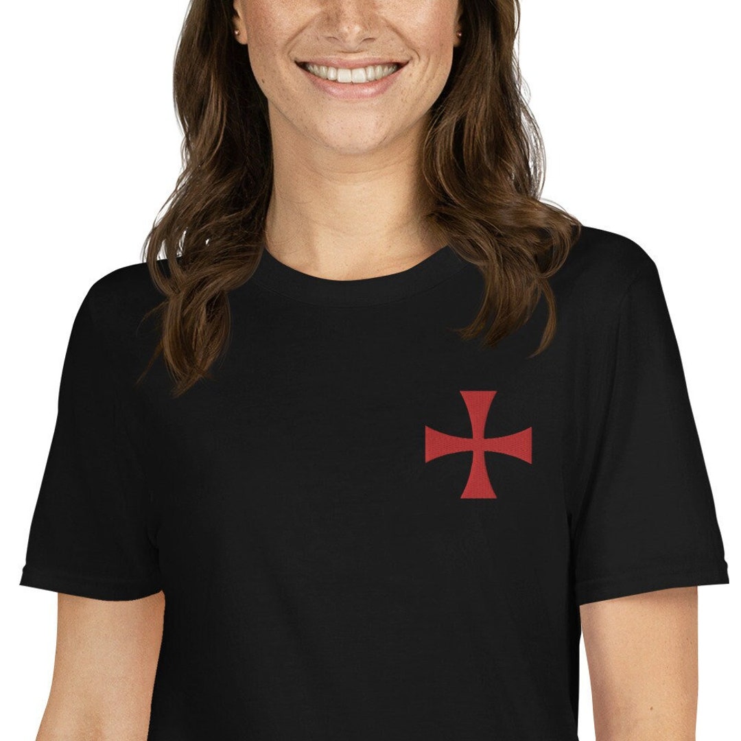 Knights Templar Embroidered Short-sleeve Unisex T-shirt, Medieval