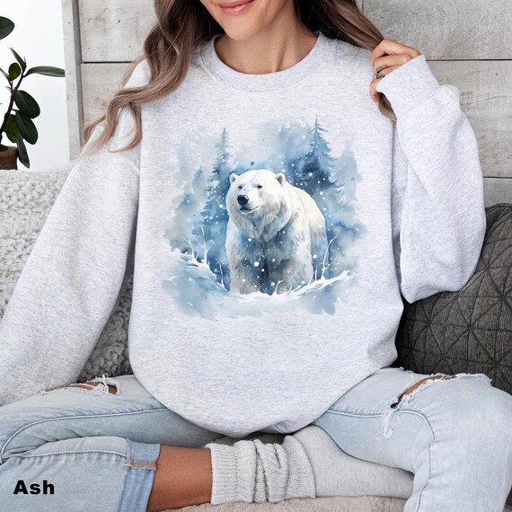 Retro Polar Bear Comfort Colors® Shirt, 90s Winter Wilderness Outdoor Forest Scene Shirt, Polar Bear Shirt, Boho Sweatshirt for Him and Her