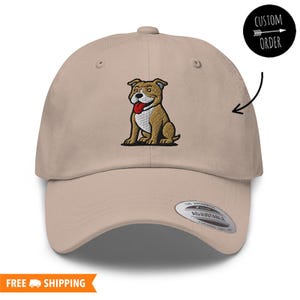 Pitbull Embroidered Adjustable Relaxed Fit Hat, Pitbull Dog Hat, Pittie Hat, Pitbull Mom Gift, Pibble, American Bully, Tuxedo Pittie Gift