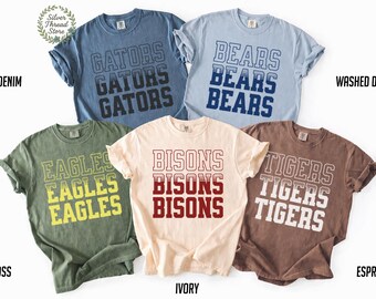 Custom School Mascot Comfort Colors® Shirt, Team Spirit Shirt, Favorite Team Shirt, Team Mascot Tee, School Team Name Shirts, Mascot Tee