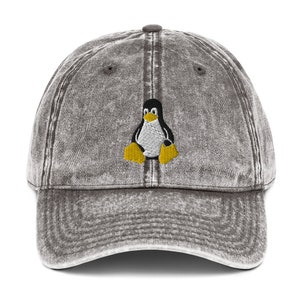 Linux Embroidered Adjustable Relaxed Fit Vintage Cotton Twill Cap, Old School Computer Hat, Computer Engineer Gift, Funny Computer Hat