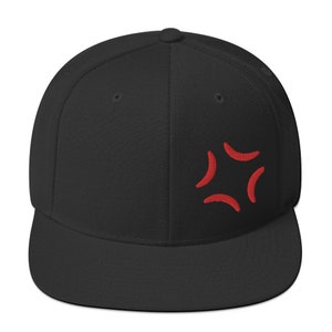 Popping Anime Vein Embroidered Adjustable Flat Brim Snapback Hat, Anime Hat