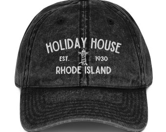 Holiday House Rhode Island Lighthouse Embroidered Adjustable Relaxed Fit Vintage Cotton Twill Cap
