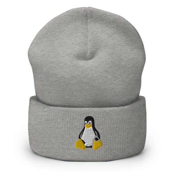 Linux Embroidered Warm Winter Cuffed Beanie, Old School Computer Hat