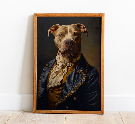 Pitbull Victorian Wall Art Poster Vintage Animal Wall Art Bookish Cottagecore Wall Decor Victorian Painting Style Art Gift Etsy UK