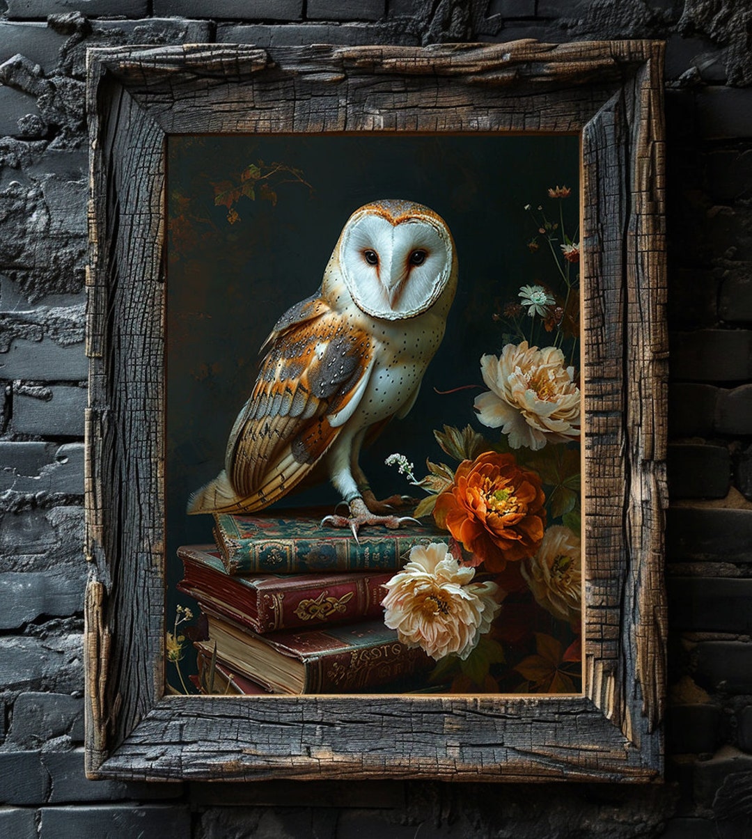 Owl Wall Art Poster, Vintage Animal Wall Art, Bookish Floral Cottagecore Wall Decor, Victorian ...