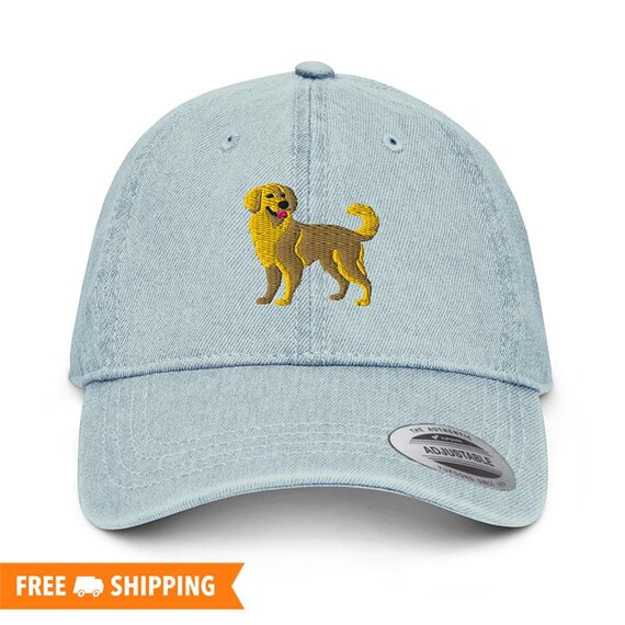 Golden Retriever Embroidered Adjustable Relaxed Fit Denim Hat, Golden Retriever Dog Hat, Golden Retriever Gift, Golden Retriever Dad Hat