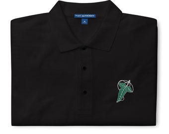 Leaf of Lorien Minimal Inspired Embroidered Mens Premium Polo Shirt