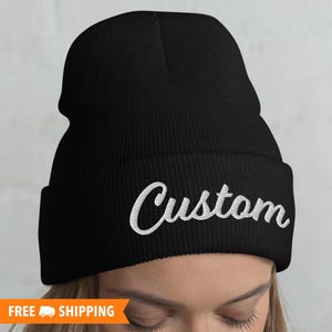 Custom Embroidered Warm Cuffed Beanie, Embroidery Cap, Personalized Beanie, Text Knit Hat, Winter Hat, Hat Beanie, Cuffed Beanie