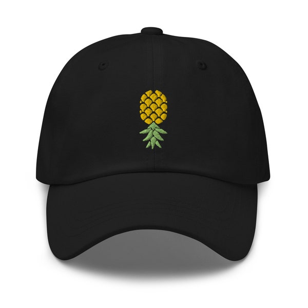 Upside Down Pineapple Embroidered Adjustable Relaxed Fit Baseball Cap Dad Hat, Pineapple Hat