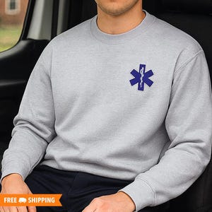 EMT Embroidered Unisex Crewneck Sweatshirt, EMT Gift, EMT Sweatshirt, Paramedic Sweater, Medical Sweatshirt, Ambulance Driver Sweatshirt