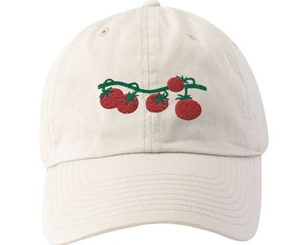 Tomato Vine Embroidered Adjustable Baseball Cap Dad Hat, Italian Foodie Hat, Italian Food Lover Gift, Tomato Hat