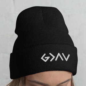 Dieu est plus grand que les hauts et les bas Bonnet brodé à revers chaud, Bonnet Bible Verse, Bonnet Christian