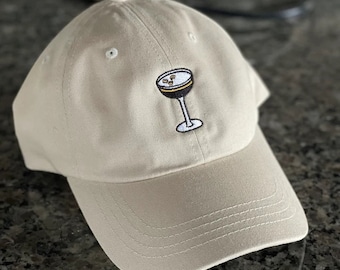 Espresso Martini Embroidered Adjustable Relaxed Fit Baseball Cap Dad Hat, Espresso Martini Lover Gift