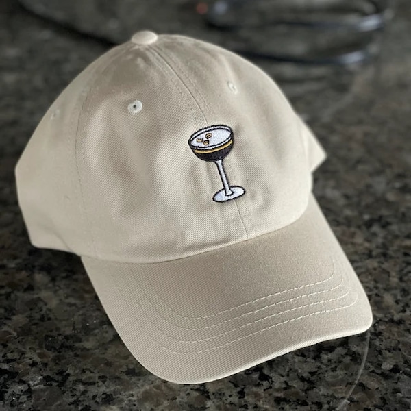 Espresso Martini Embroidered Adjustable Relaxed Fit Baseball Cap Dad Hat, Espresso Martini Lover Gift