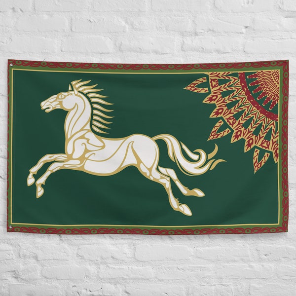 Bandera de Rohan, Bandera del símbolo del caballo de Rohan, Decoración de la pared de la bandera de Rohan, Decoración del caballo de Rohan, 3 x 5