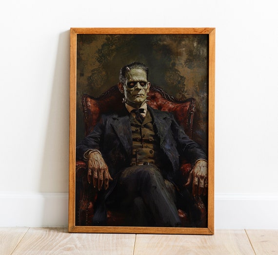 Monster Wall Art Poster, Vintage Spooky Wall Art, Bookish