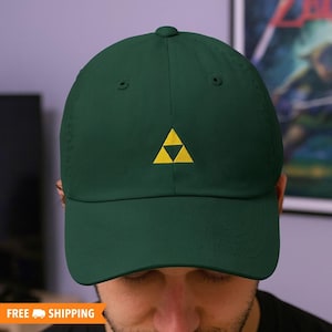 Minimal Triforce Embroidered Adjustable Relaxed Fit Dad Hat, Subtle Video Game Hat, Video Game Gift, Video Game Gifts