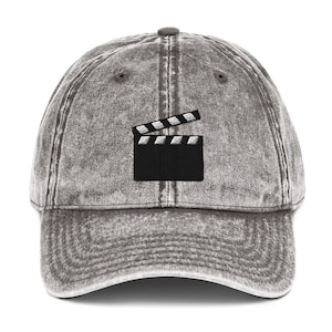 Clapperboard Embroidered Adjustable Vintage Cotton Twill Cap, Clapper Board Hat, Director Film Hat, Film Crew Gift, Movie Hat, Director Hat
