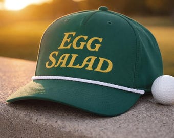 Egg Salad Embroidered Adjustable Golf Rope Hat, Egg Salad Rope Hat, Egg Salad Hat, Egg Salad Golfing Hat, Egg Salad Cap